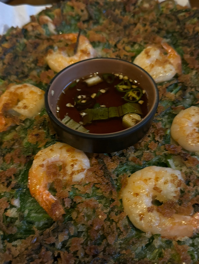Seafood and chive pancake at Padong, Busan