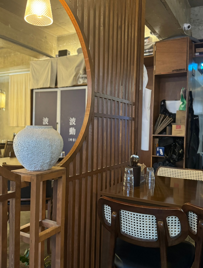 Warm interior and cozy lighting at Padong restaurant, Jeonpo