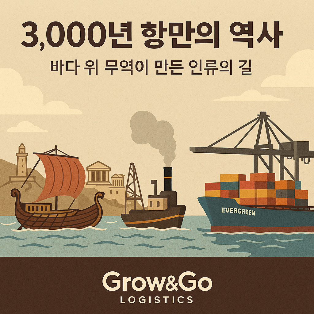 고대 항만과 지중해 무역을 상징하는 역사적 풍경 – Grow&Go Logistics 항만의 역사 1부 썸네일 이미지