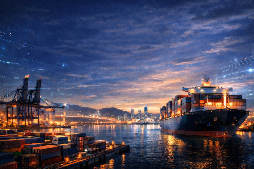 부산항 전경과 컨테이너 터미널을 통해 본 부산항의 미래 전략과 글로벌 허브항만 구조