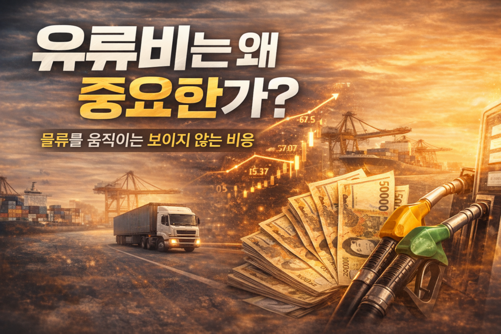 유류비 상승이 물류 운송 비용과 운임에 미치는 영향을 설명하는 물류 산업 이미지