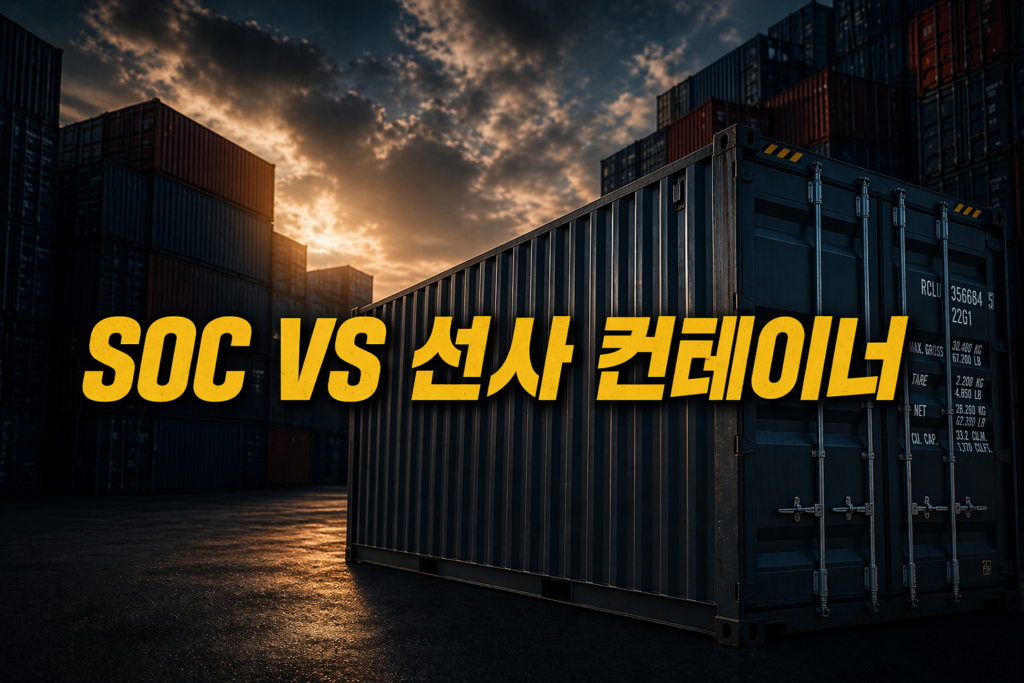 SOC 컨테이너와 선사 컨테이너 차이를 설명하는 물류 이미지