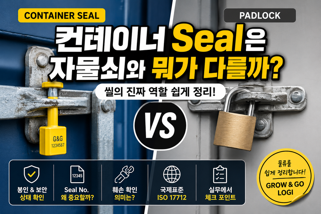 컨테이너 Seal과 일반 자물쇠의 차이를 비교한 이미지